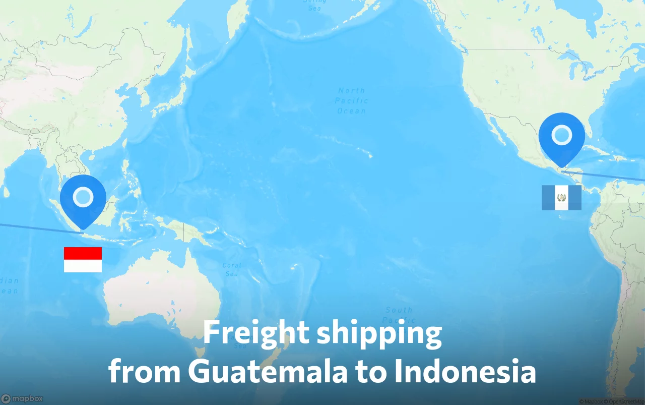 Shipping route from Guatemala to Indonesia