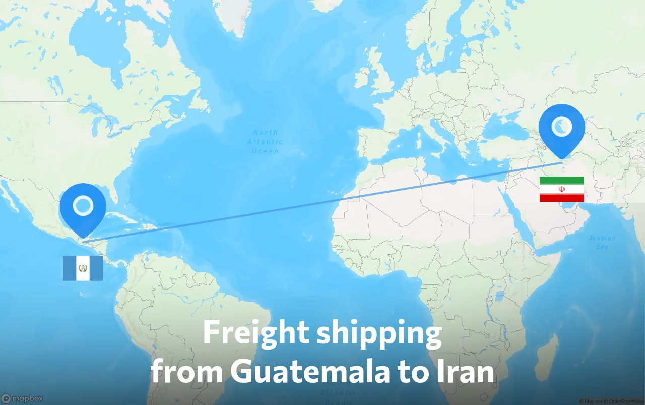 Shipping route from Guatemala to Iran