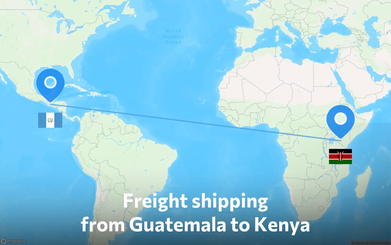 Shipping route from Guatemala to Kenya