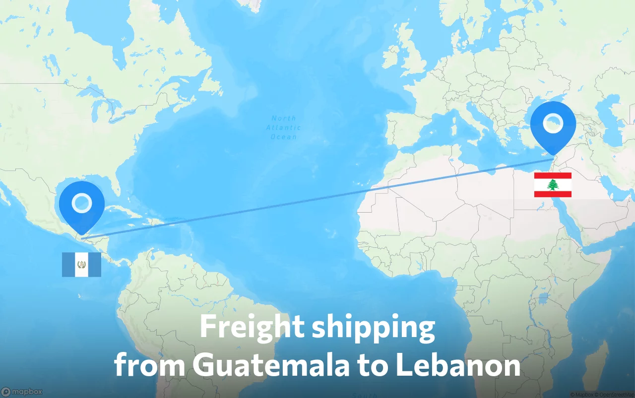 Shipping route from Guatemala to Lebanon