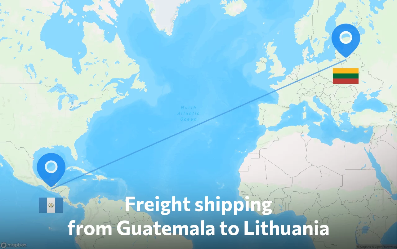 Shipping route from Guatemala to Lithuania