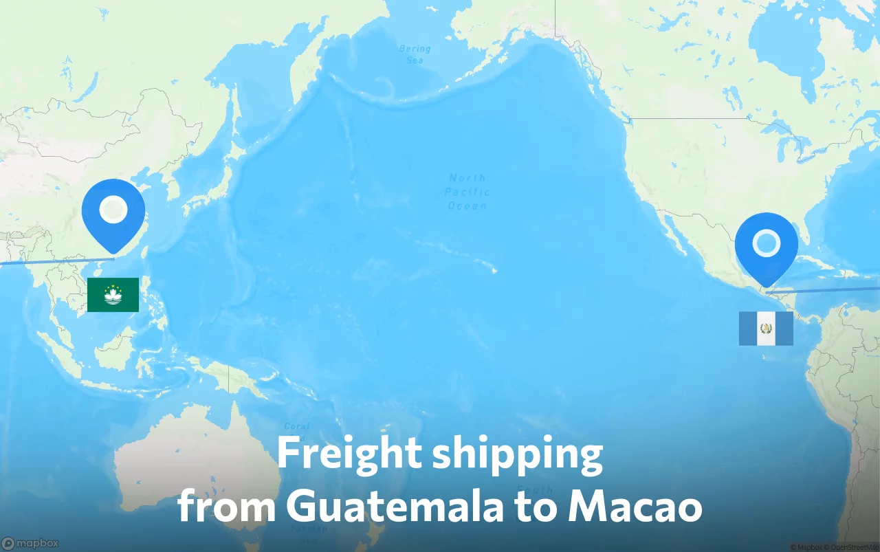 Shipping route from Guatemala to Macao