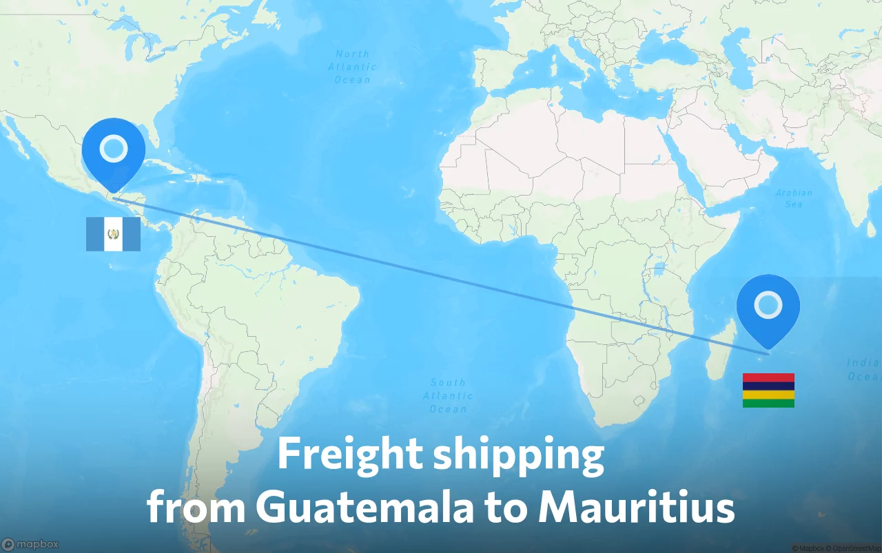 Shipping route from Guatemala to Mauritius
