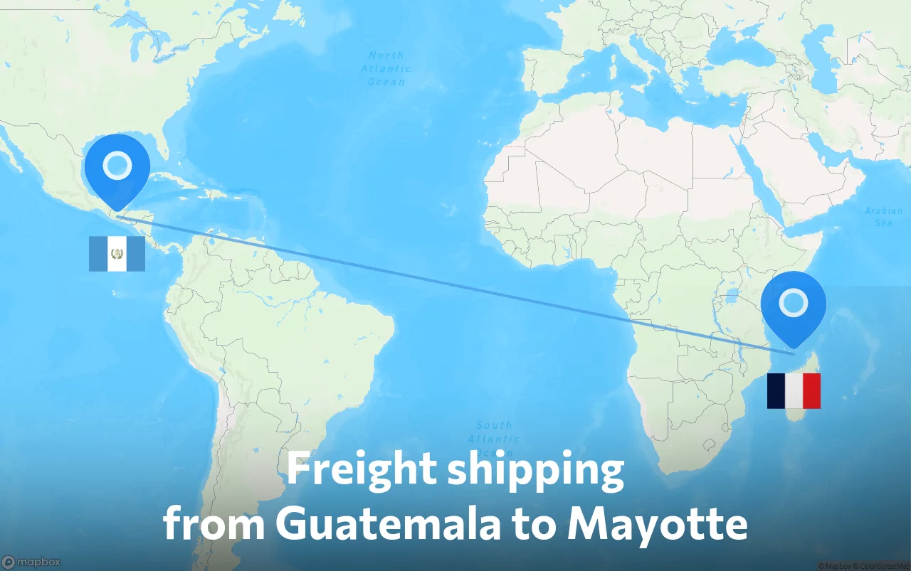 Shipping route from Guatemala to Mayotte