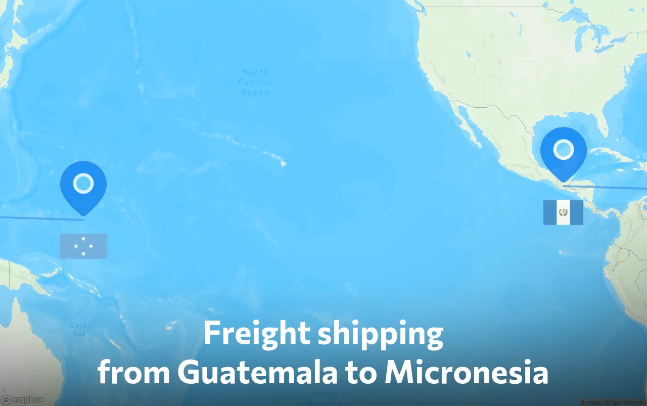 Shipping route from Guatemala to Micronesia