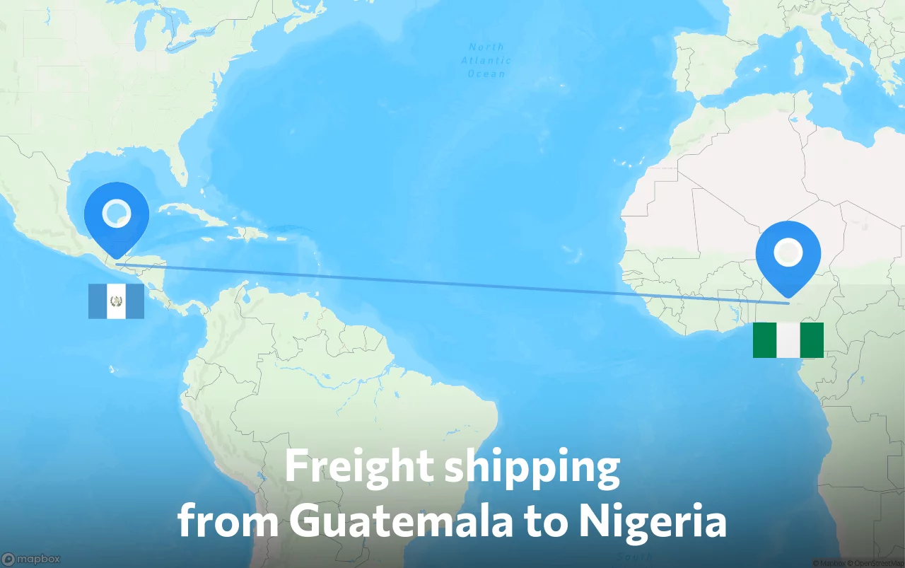 Shipping route from Guatemala to Nigeria