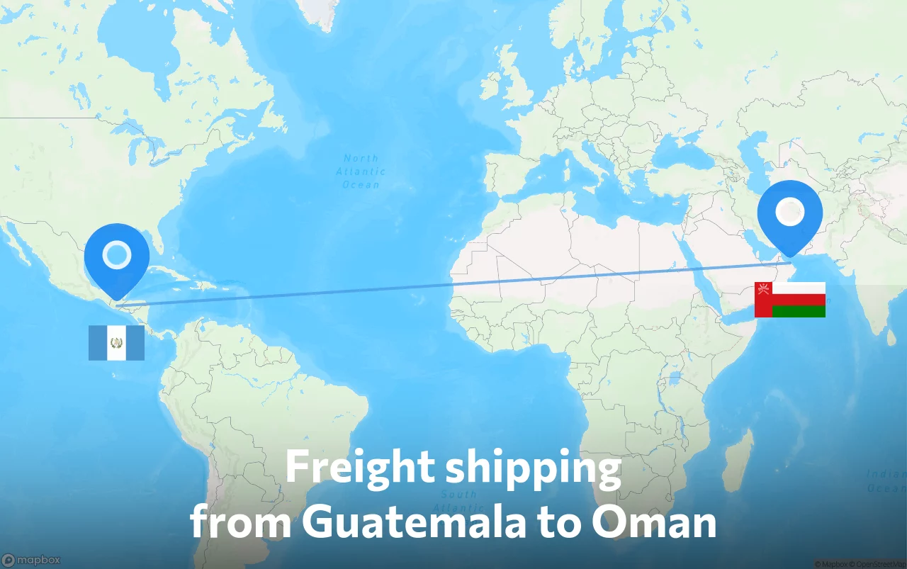 Shipping route from Guatemala to Oman