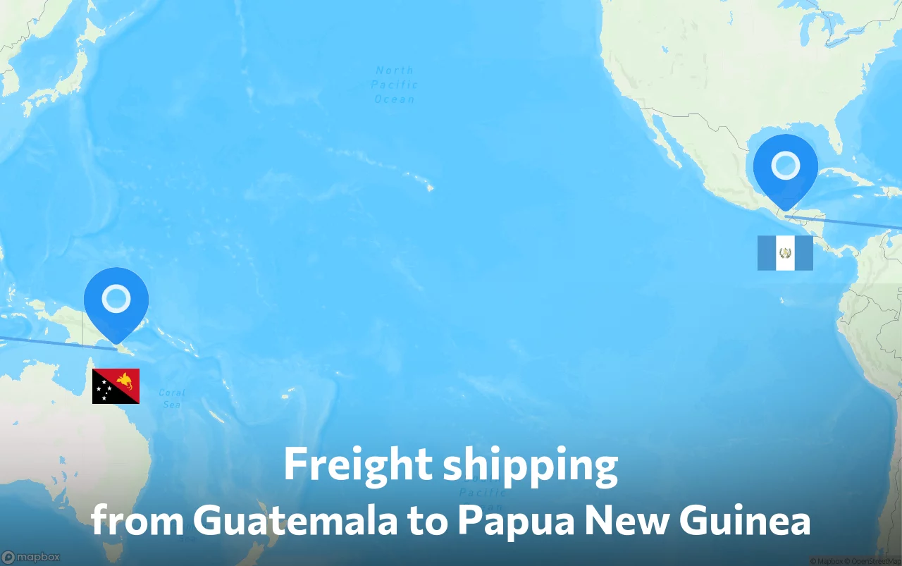 Shipping route from Guatemala to Papua New Guinea