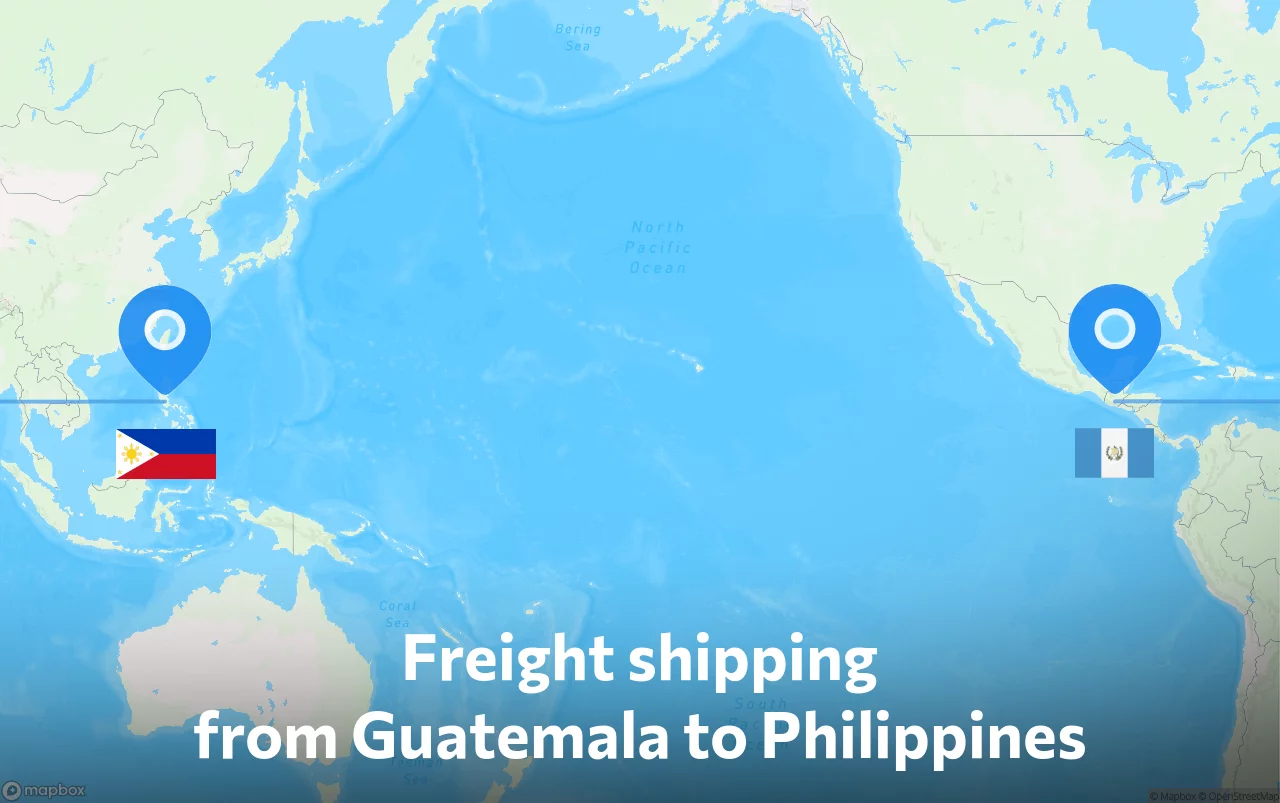 Shipping route from Guatemala to Philippines