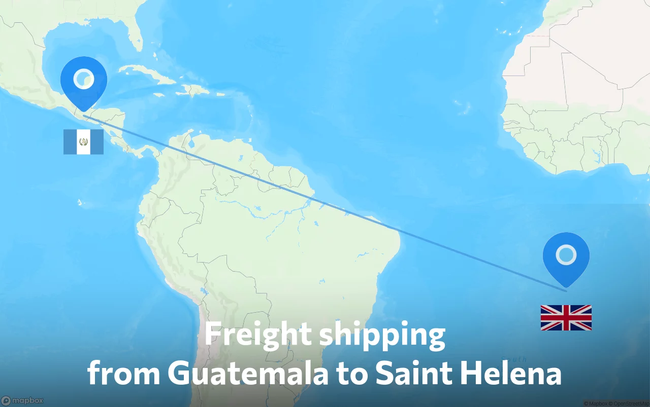 Shipping route from Guatemala to Saint Helena