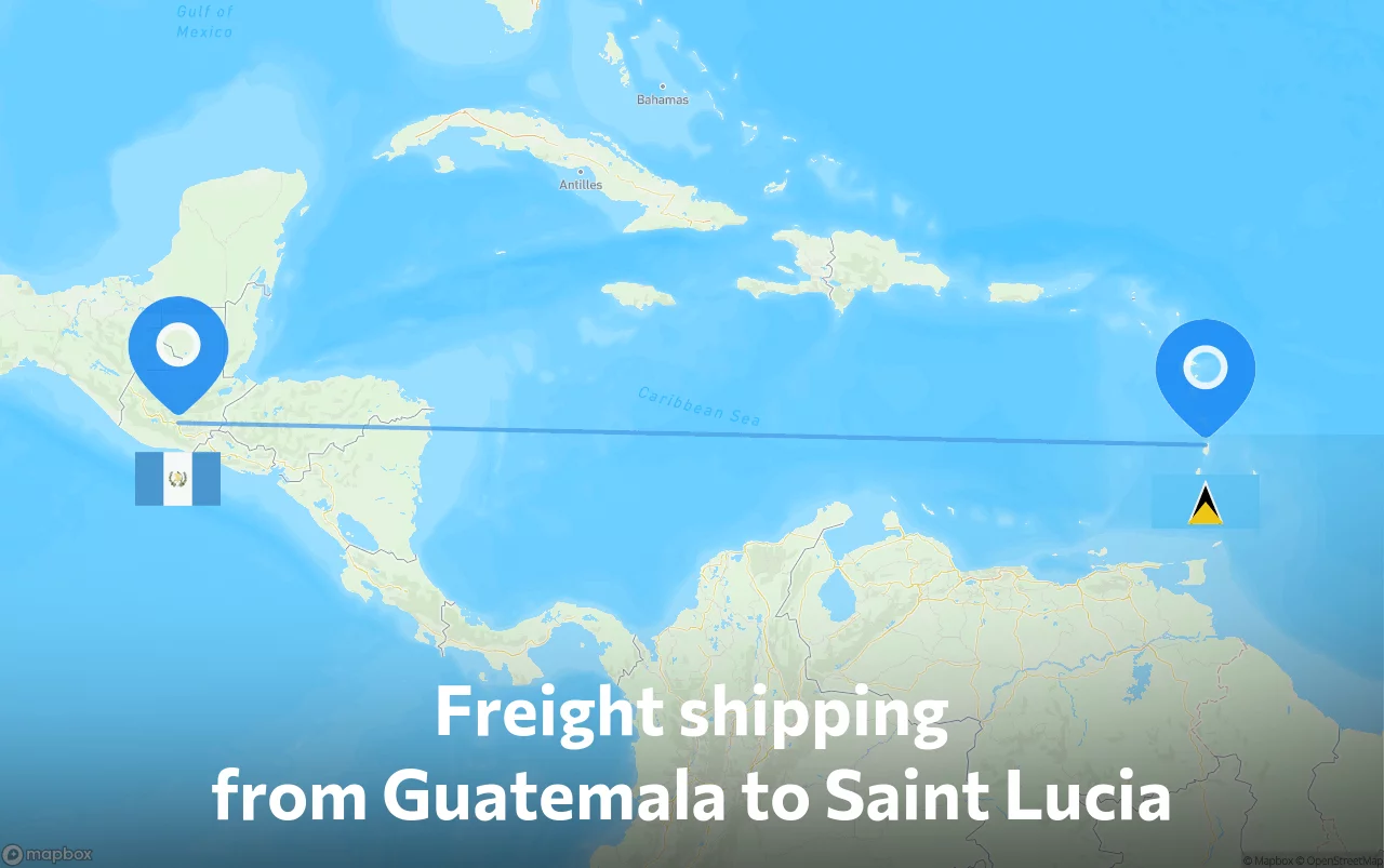 Shipping route from Guatemala to Saint Lucia