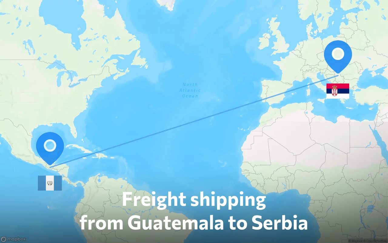 Shipping route from Guatemala to Serbia
