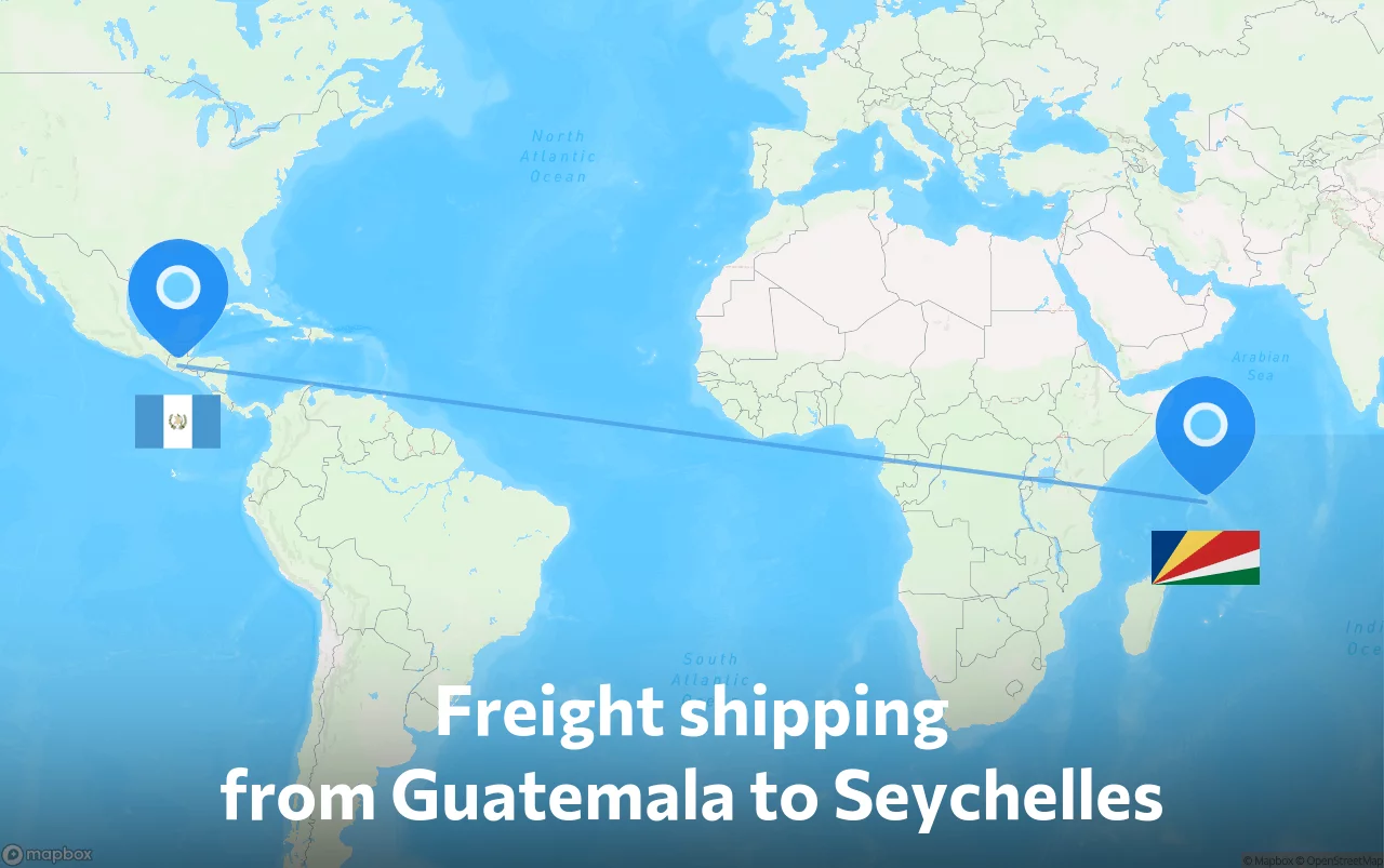 Shipping route from Guatemala to Seychelles