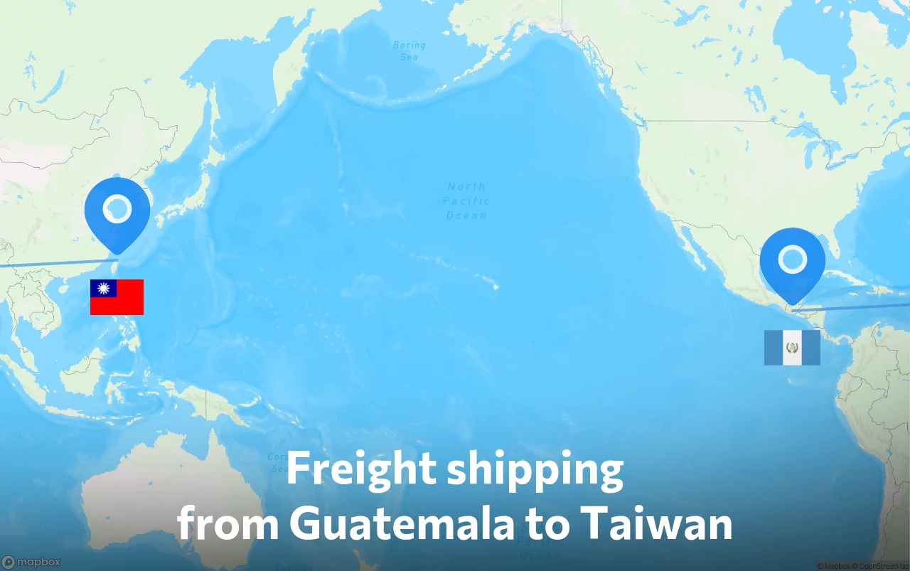 Shipping route from Guatemala to Taiwan