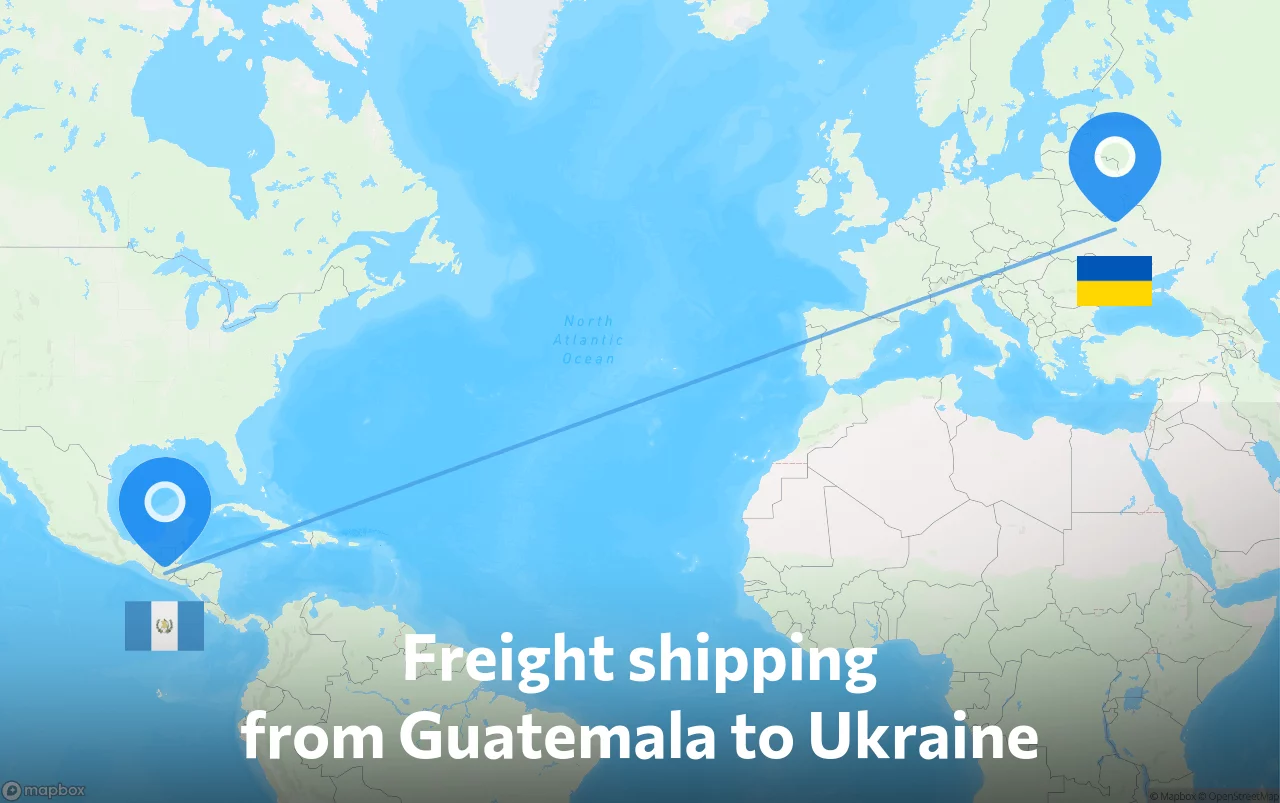 Shipping route from Guatemala to Ukraine