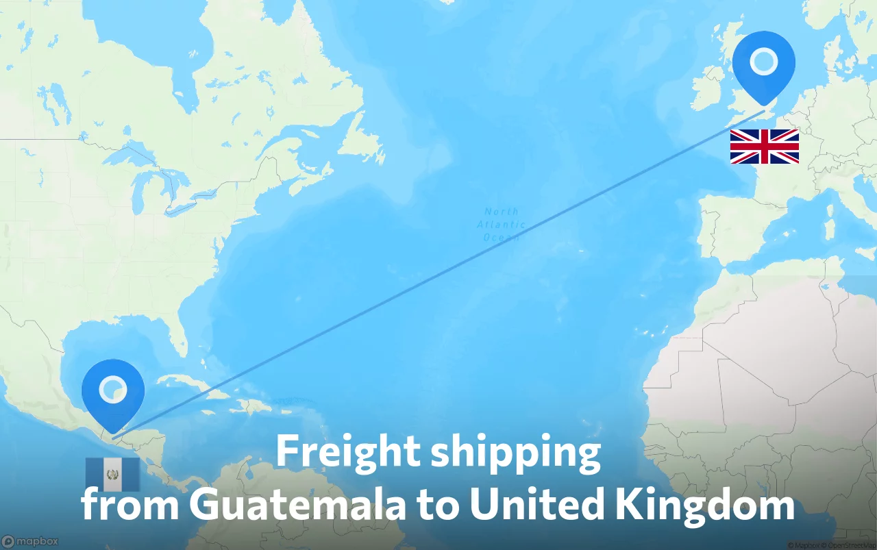 Shipping route from Guatemala to United Kingdom