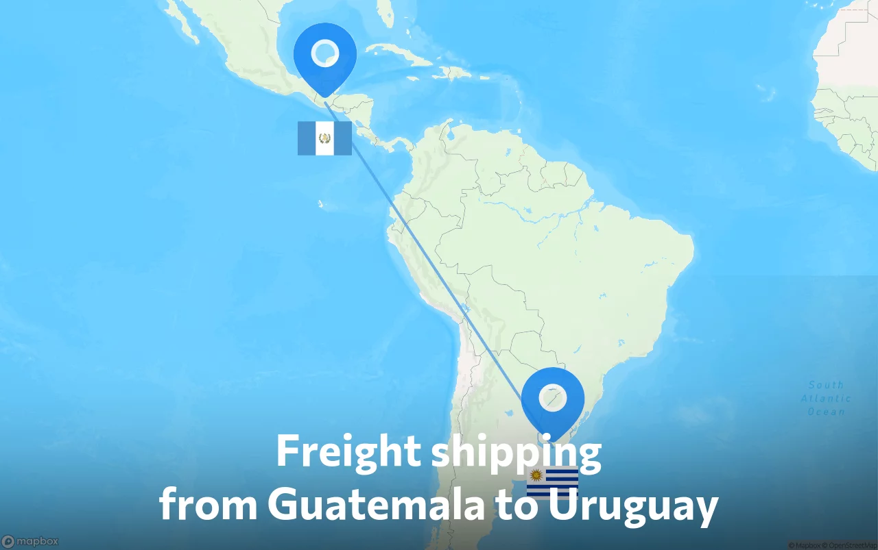 Shipping route from Guatemala to Uruguay