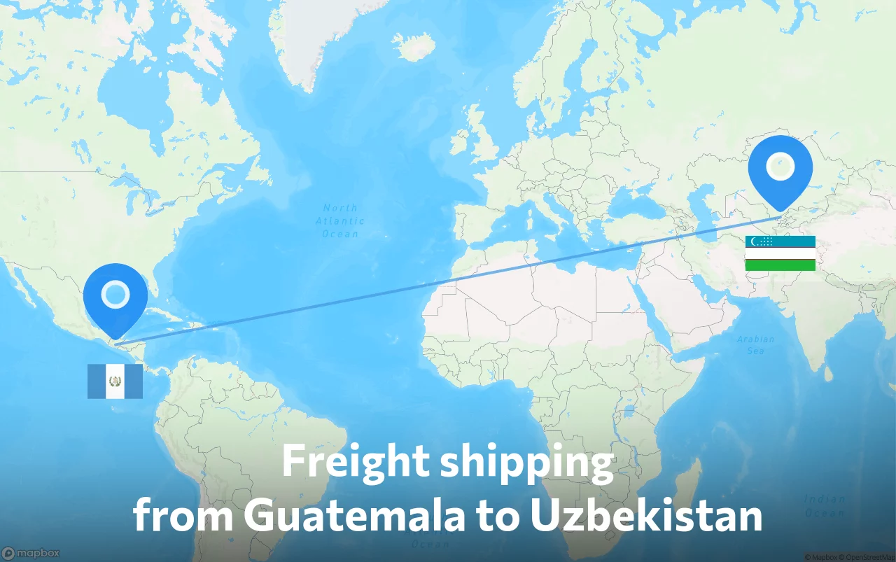 Shipping route from Guatemala to Uzbekistan