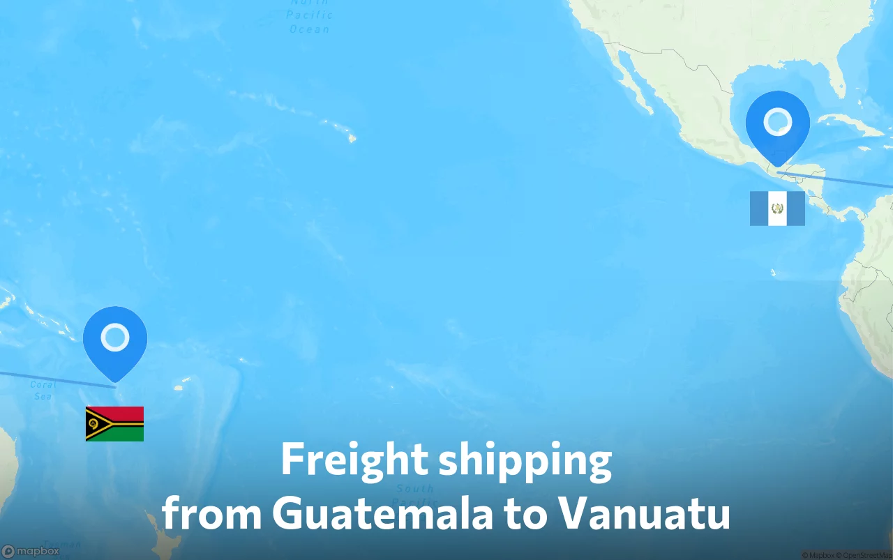 Shipping route from Guatemala to Vanuatu