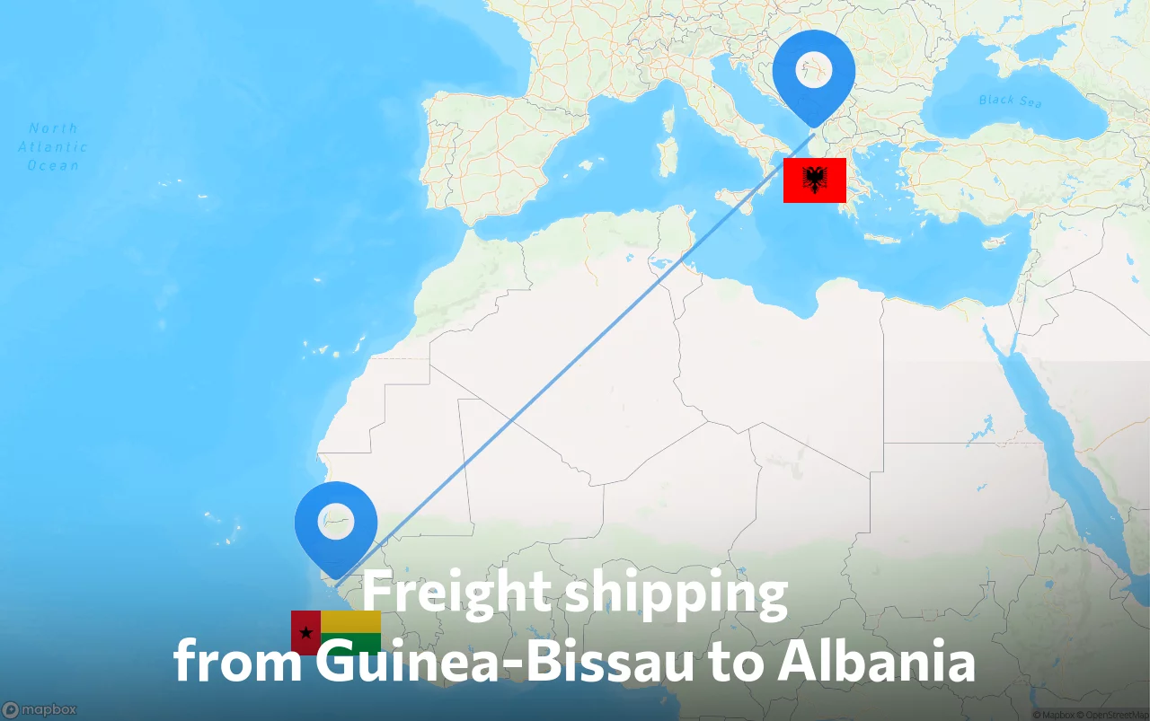 Shipping route from Guinea-Bissau to Albania