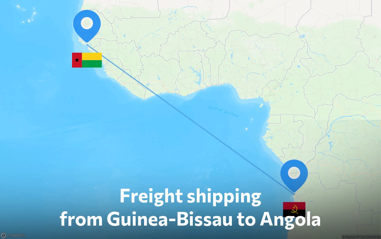 Shipping route from Guinea-Bissau to Angola