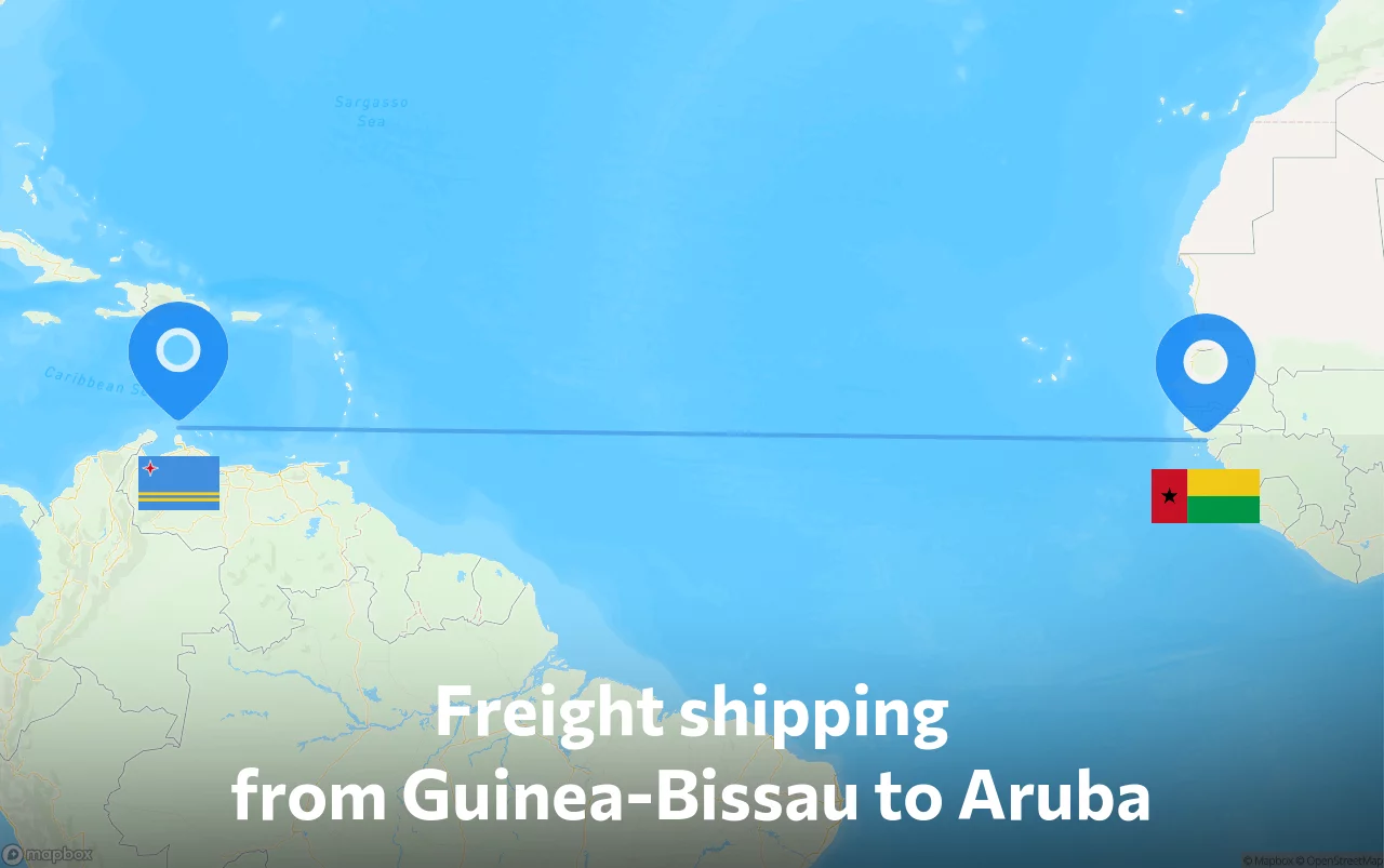 Shipping route from Guinea-Bissau to Aruba