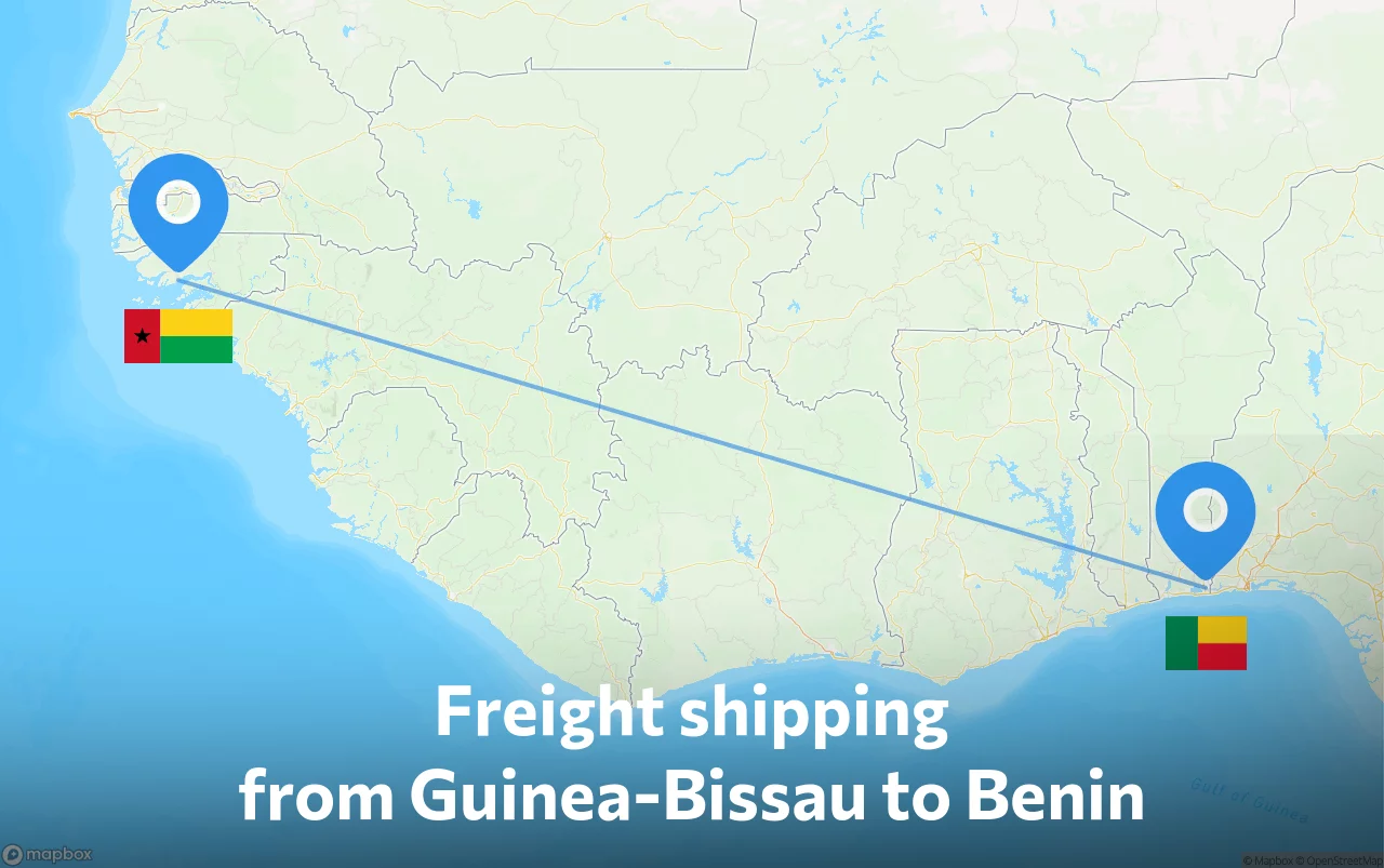 Shipping route from Guinea-Bissau to Benin