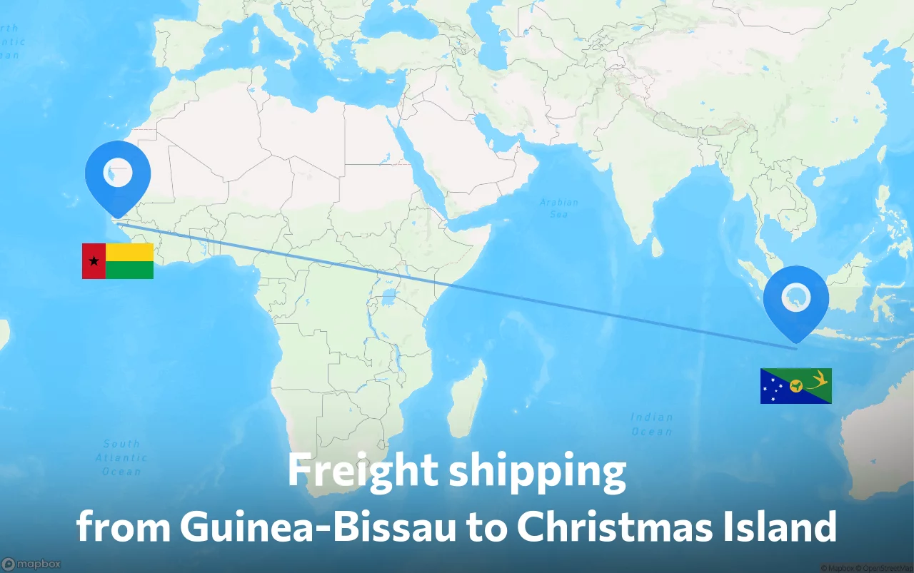 Shipping route from Guinea-Bissau to Christmas Island
