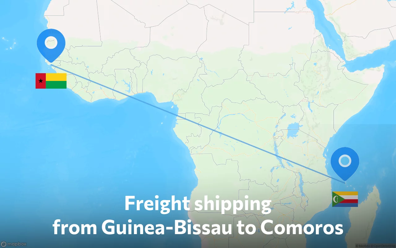 Shipping route from Guinea-Bissau to Comoros