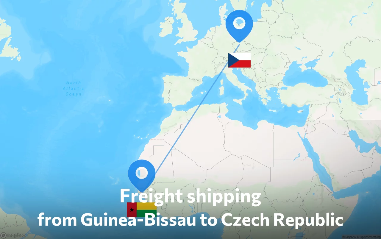 Shipping route from Guinea-Bissau to Czech Republic