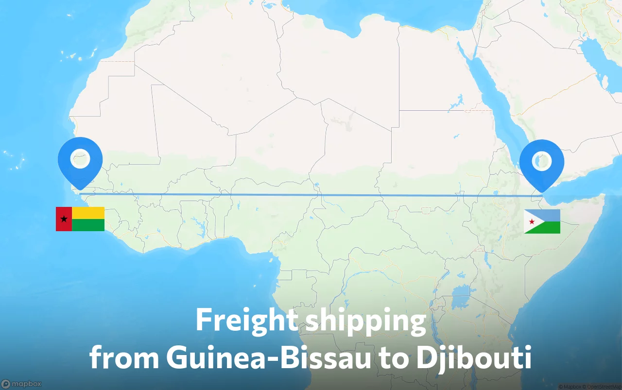 Shipping route from Guinea-Bissau to Djibouti