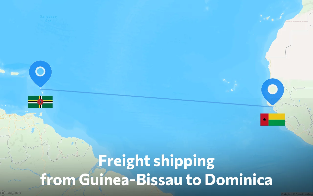 Shipping route from Guinea-Bissau to Dominica