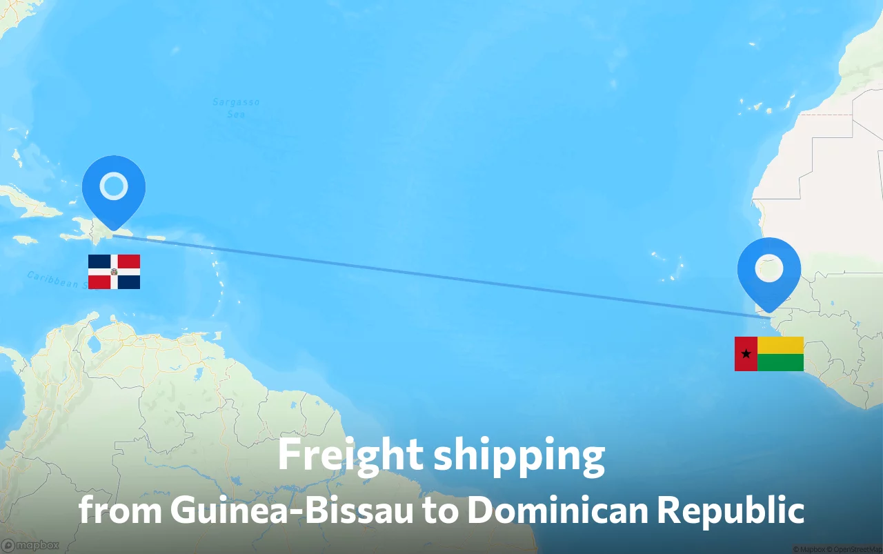 Shipping route from Guinea-Bissau to Dominican Republic