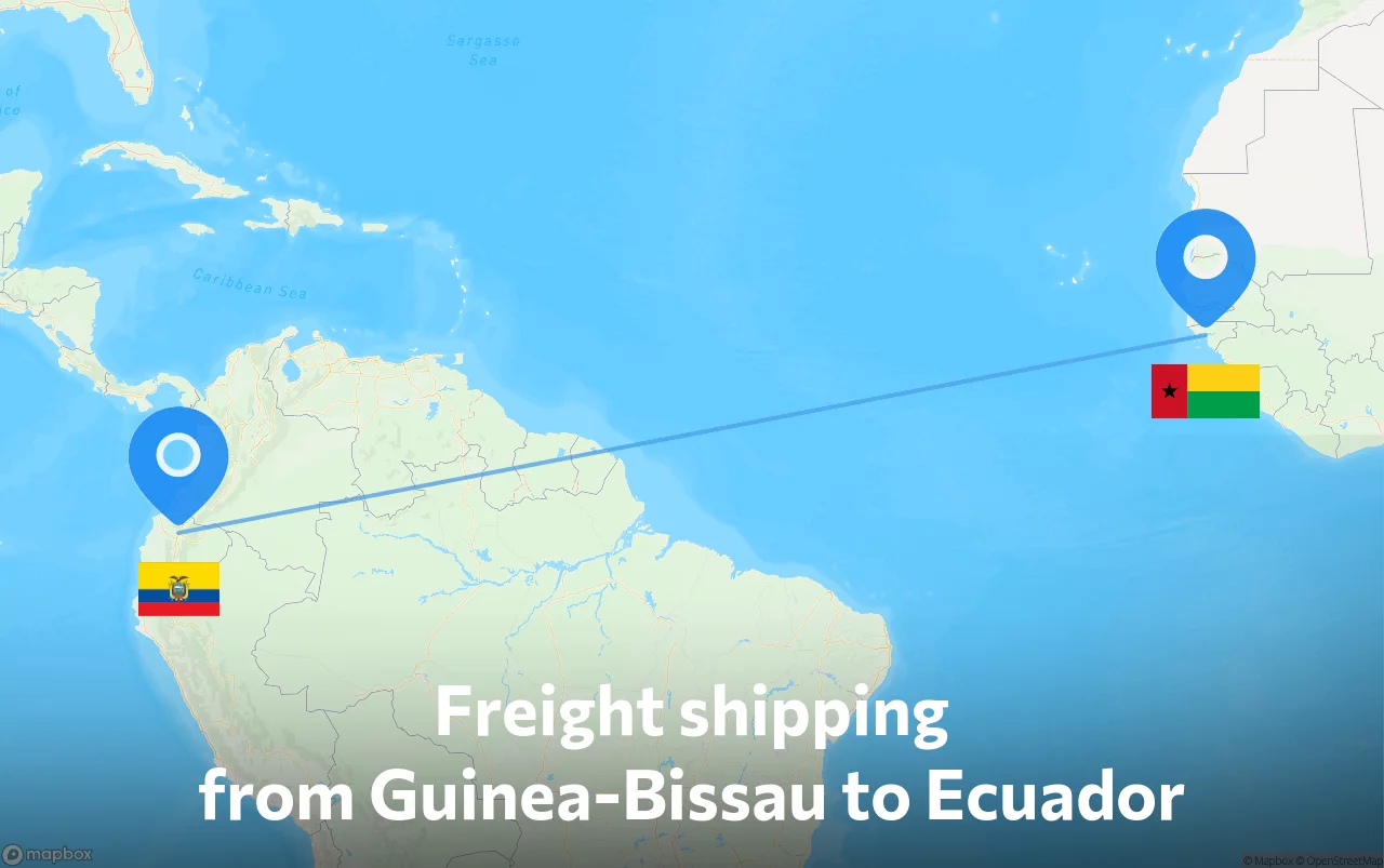Shipping route from Guinea-Bissau to Ecuador
