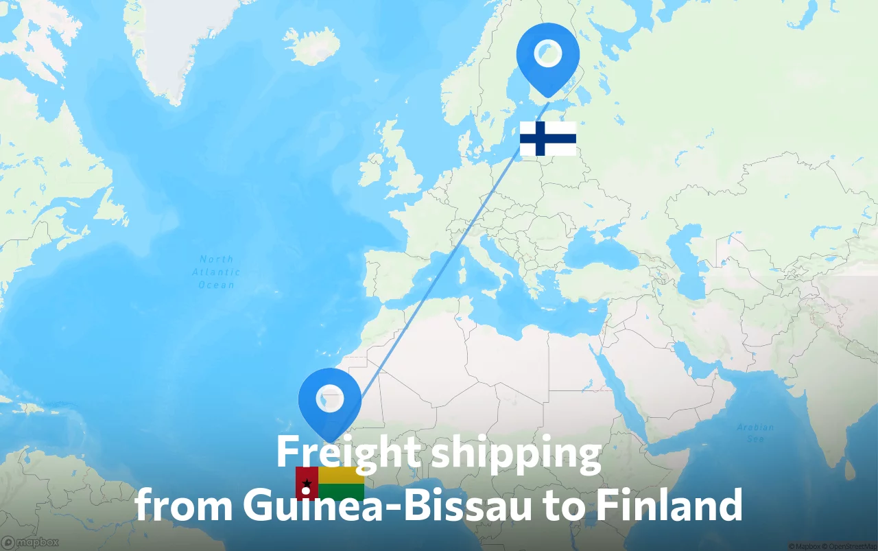 Shipping route from Guinea-Bissau to Finland