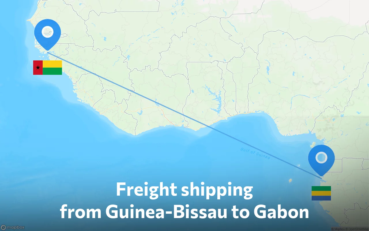 Shipping route from Guinea-Bissau to Gabon