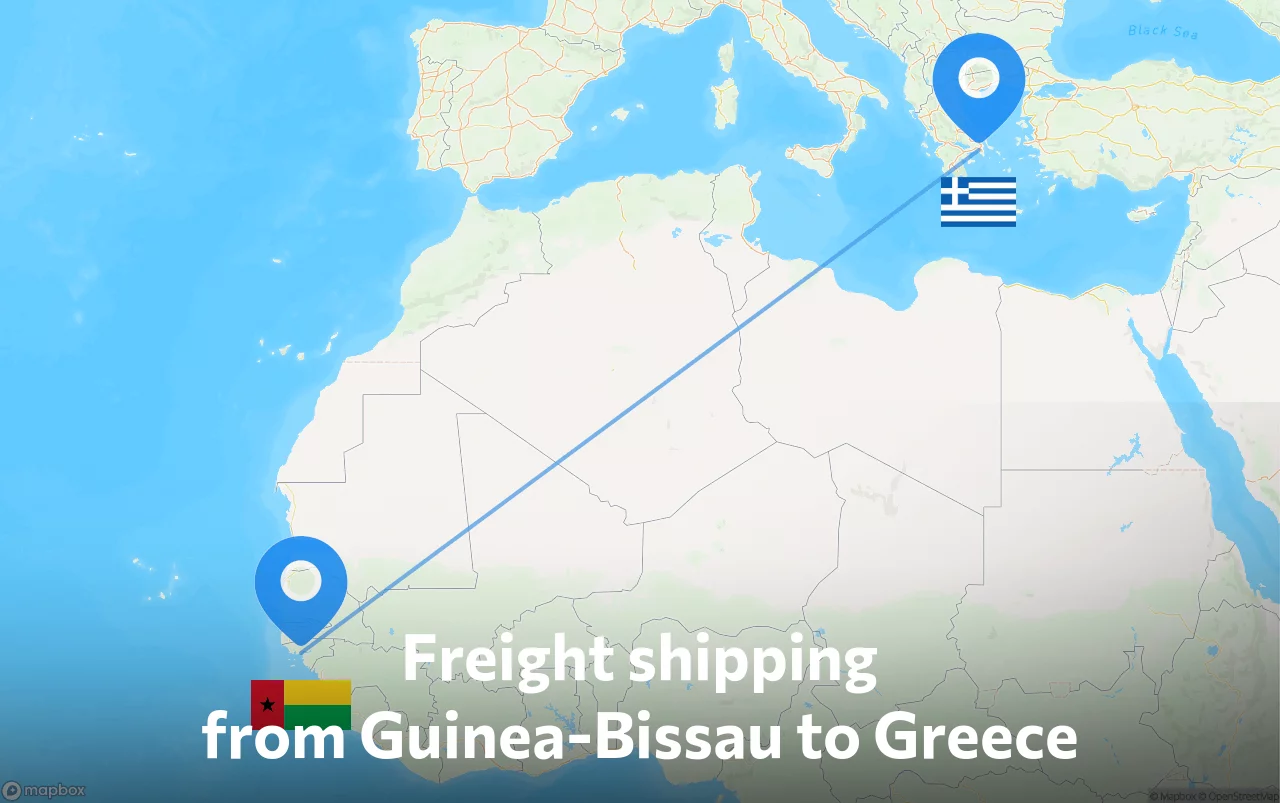 Shipping route from Guinea-Bissau to Greece