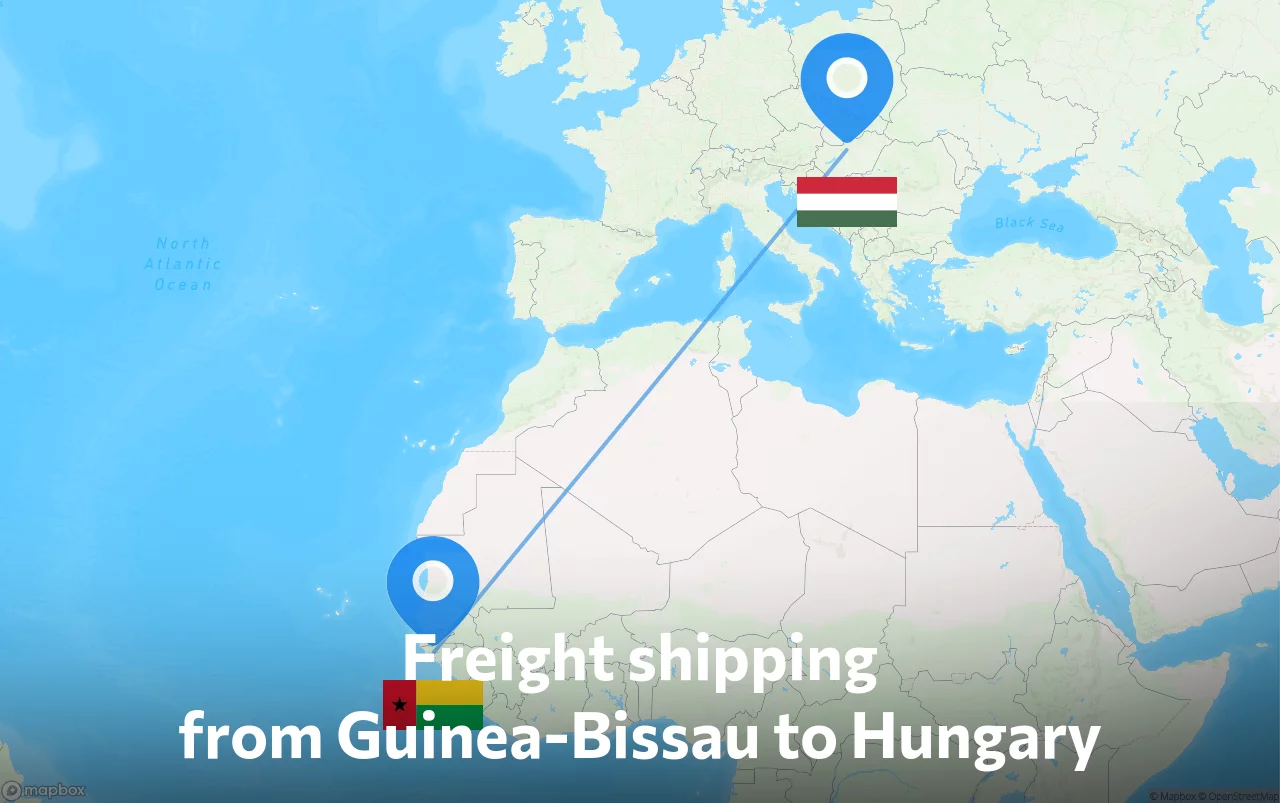 Shipping route from Guinea-Bissau to Hungary