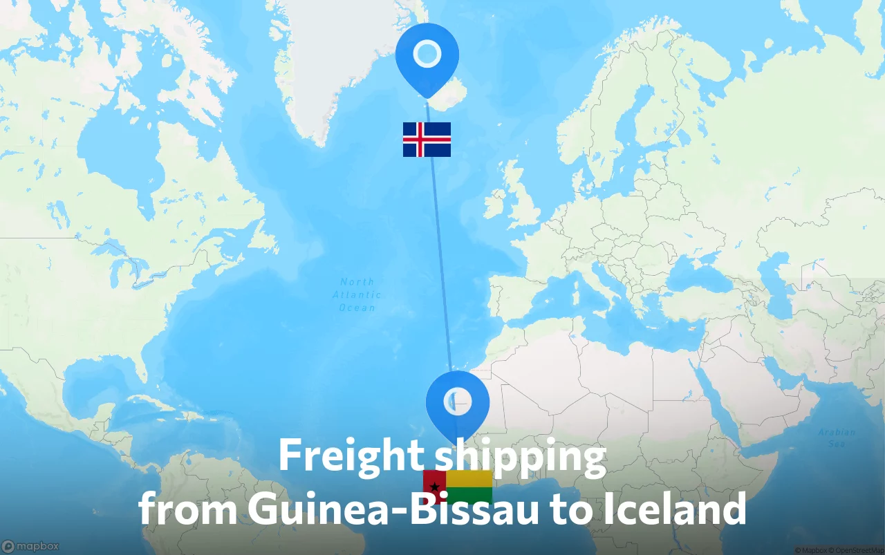 Shipping route from Guinea-Bissau to Iceland