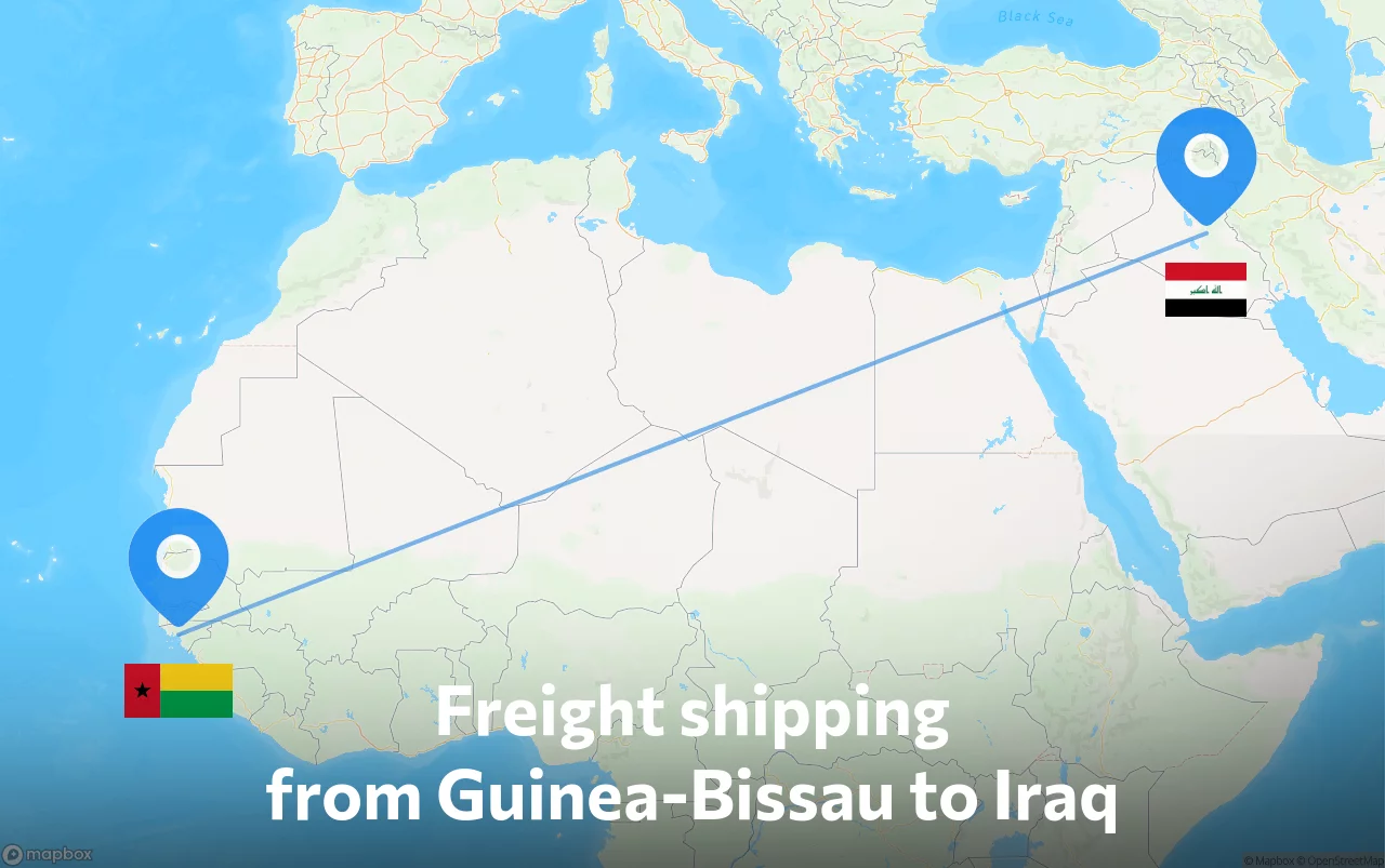 Shipping route from Guinea-Bissau to Iraq