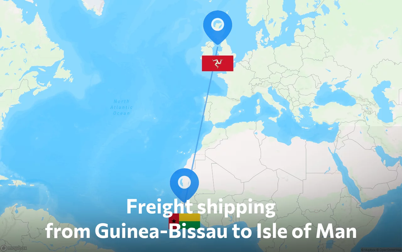 Shipping route from Guinea-Bissau to Isle of Man