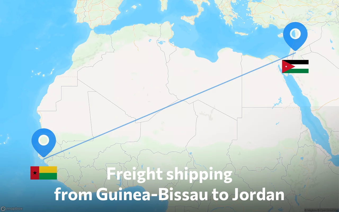 Shipping route from Guinea-Bissau to Jordan