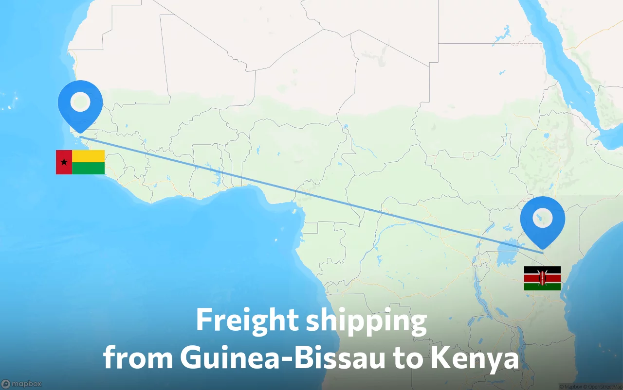 Shipping route from Guinea-Bissau to Kenya