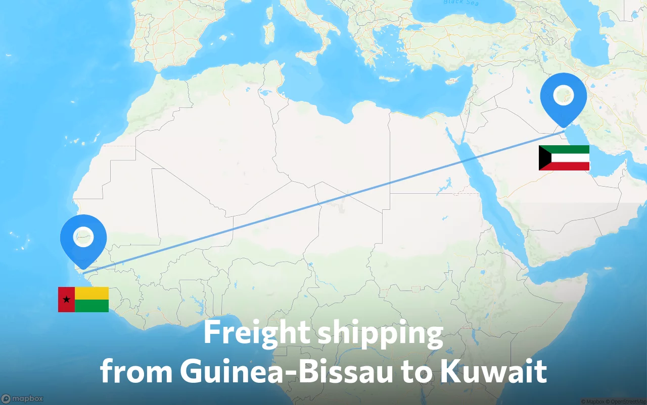 Shipping route from Guinea-Bissau to Kuwait