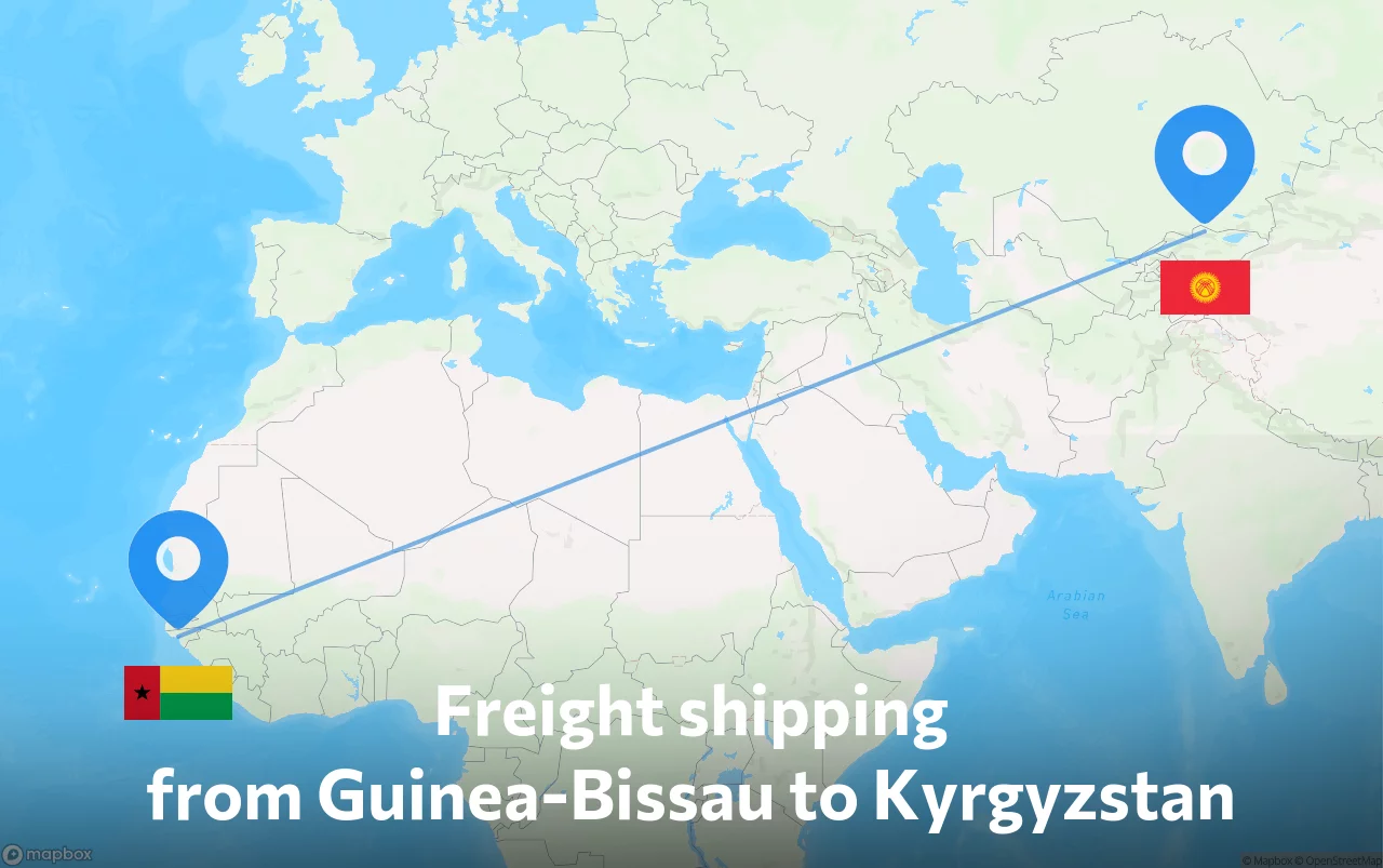 Shipping route from Guinea-Bissau to Kyrgyzstan