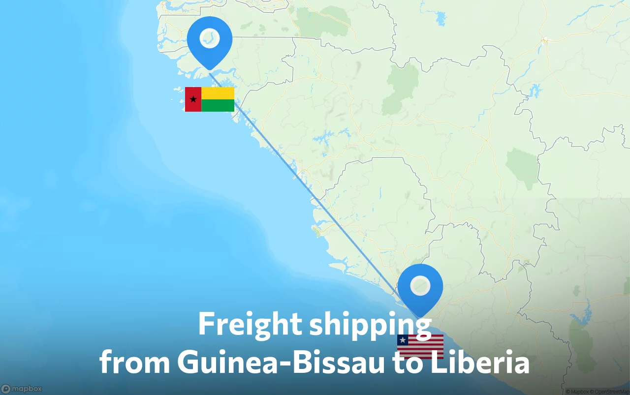 Shipping route from Guinea-Bissau to Liberia