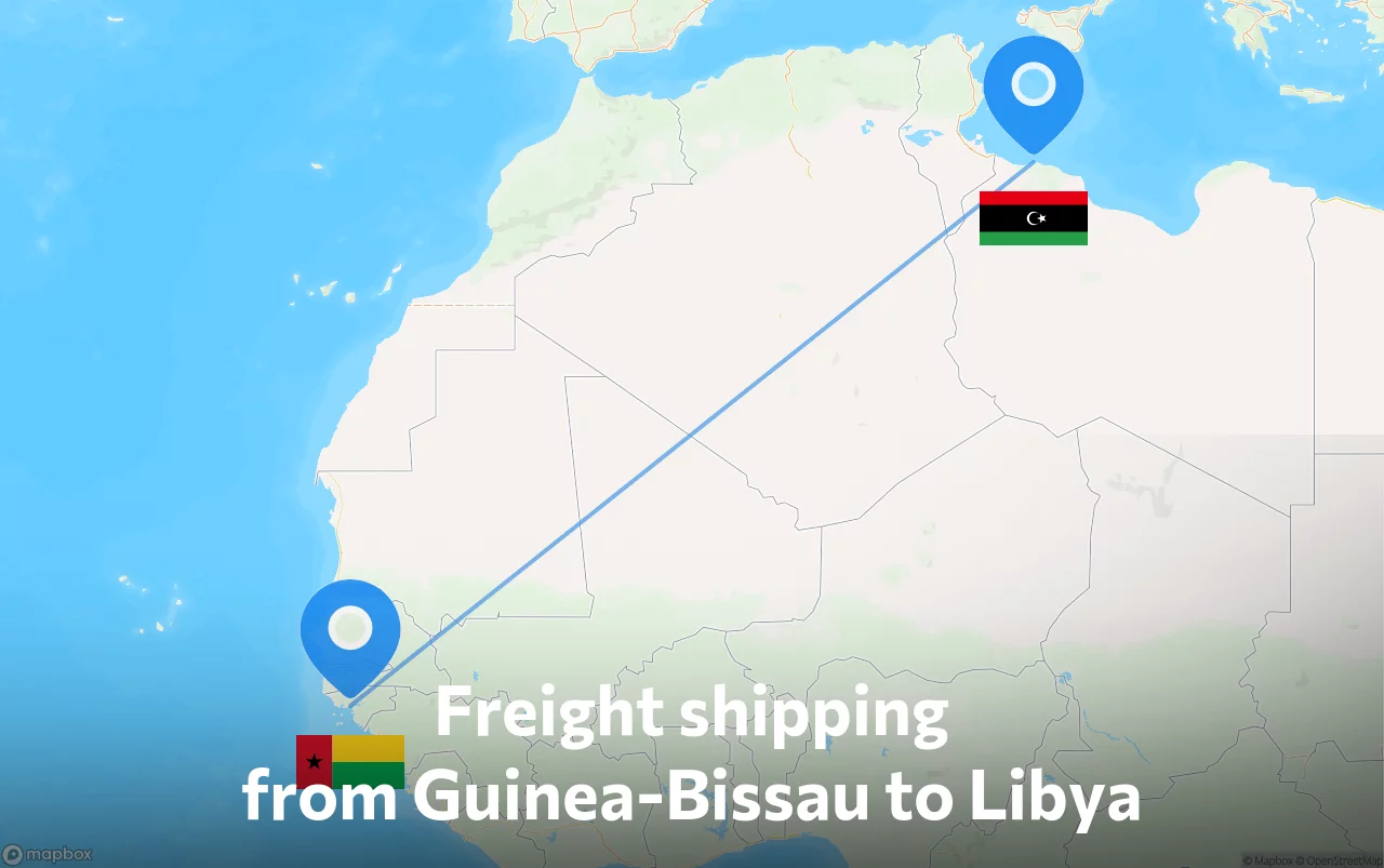 Shipping route from Guinea-Bissau to Libya
