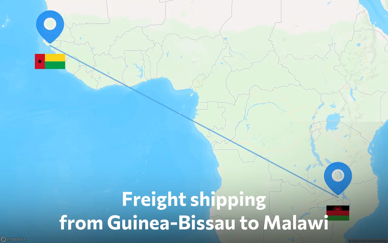 Shipping route from Guinea-Bissau to Malawi