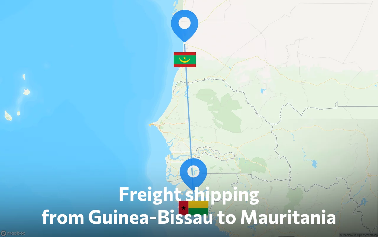 Shipping route from Guinea-Bissau to Mauritania