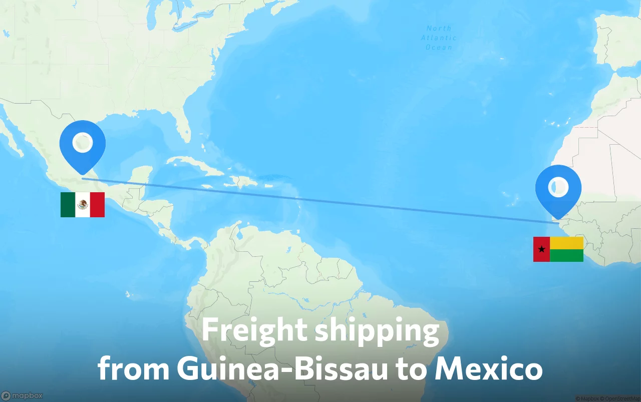 Shipping route from Guinea-Bissau to Mexico